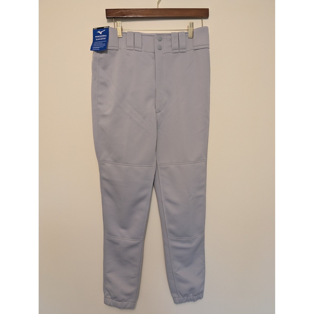 Mizuno Baseball Pants Gray Elastic Hem Adult Medium Men Double Knee (fits 31x28)